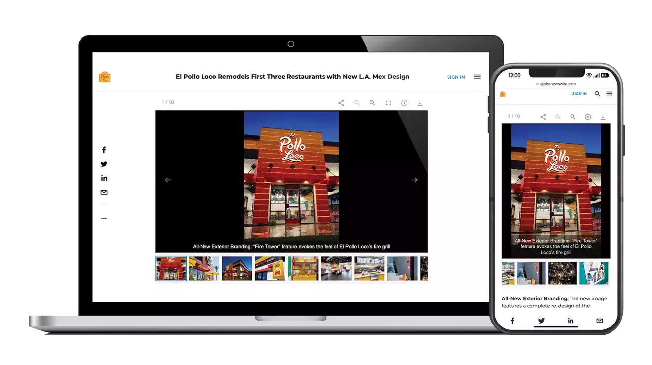 Screen of media snippets demo shown on laptop and smartphone