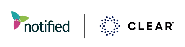 An image of the Notified and CLEAR logos.